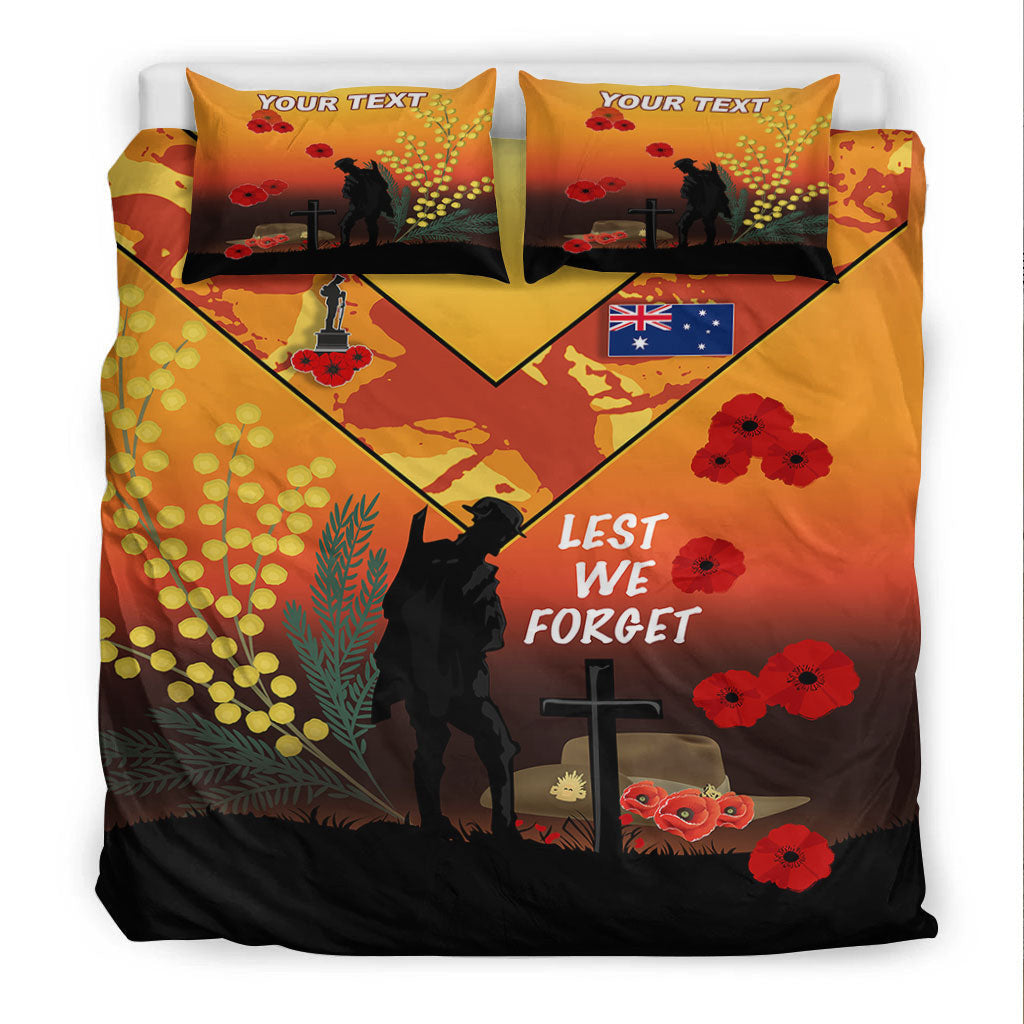 vibehoodie-bedding-set-custom-australia-anzac-lest-we-forget-2022-orange-bedding-set