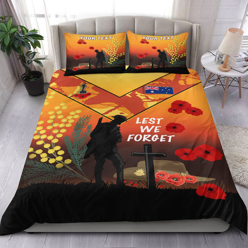 vibehoodie-bedding-set-custom-australia-anzac-lest-we-forget-2022-orange-bedding-set