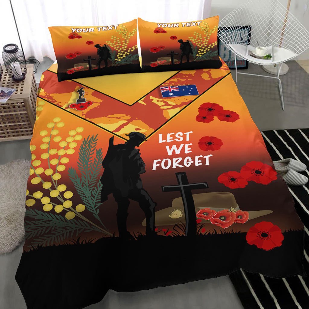 vibehoodie-bedding-set-custom-australia-anzac-lest-we-forget-2022-orange-bedding-set