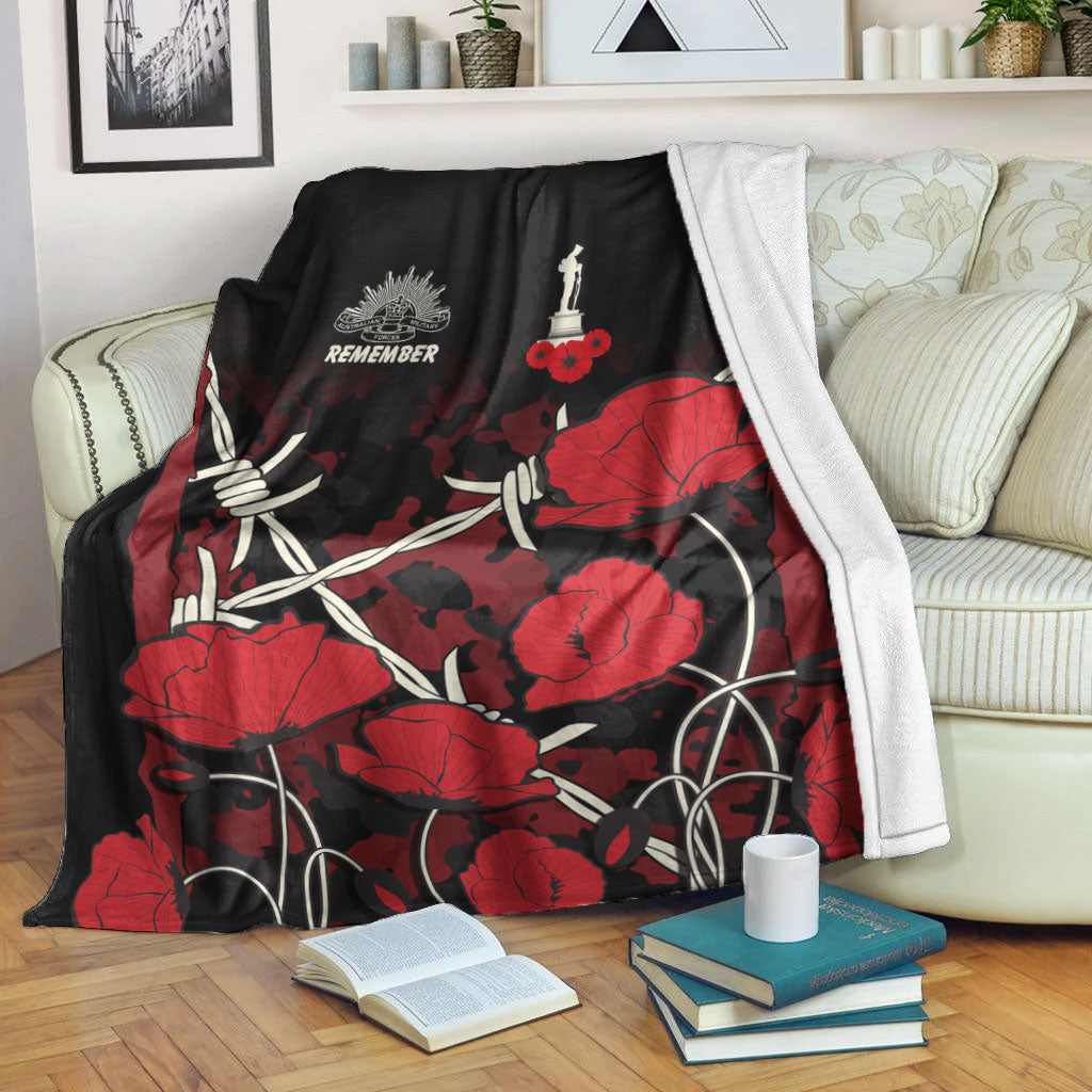 vibehoodie-blanket-custom-anzac-day-camouflage-poppy-barbed-wire-premium-blanket