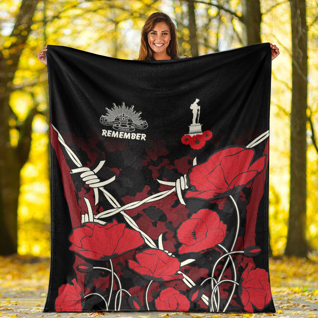 vibehoodie-blanket-custom-anzac-day-camouflage-poppy-barbed-wire-premium-blanket