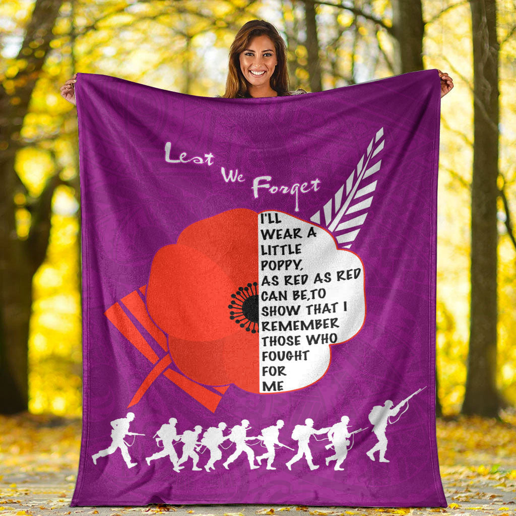 vibehoodie-blanket-custom-new-zealand-anzac-red-poopy-purple-premium-blanket