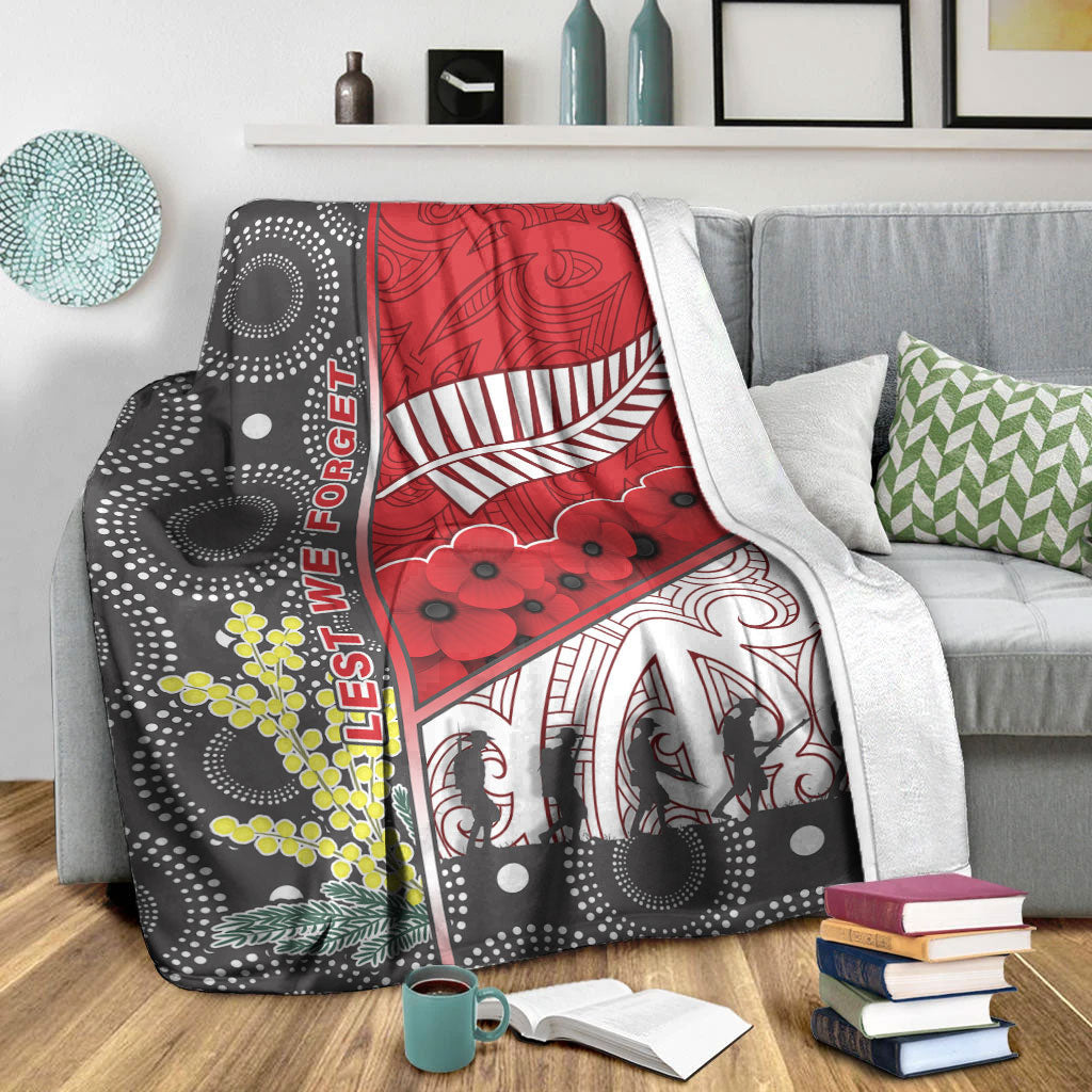 vibehoodie-blanket-custom-australia-indigenous-new-zealand-maori-anzac-red-premium-blanket