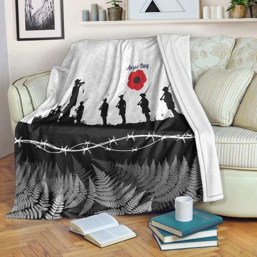 vibehoodie-blanket-new-zealand-anzac-day-silhouette-soldier-premium-blanket