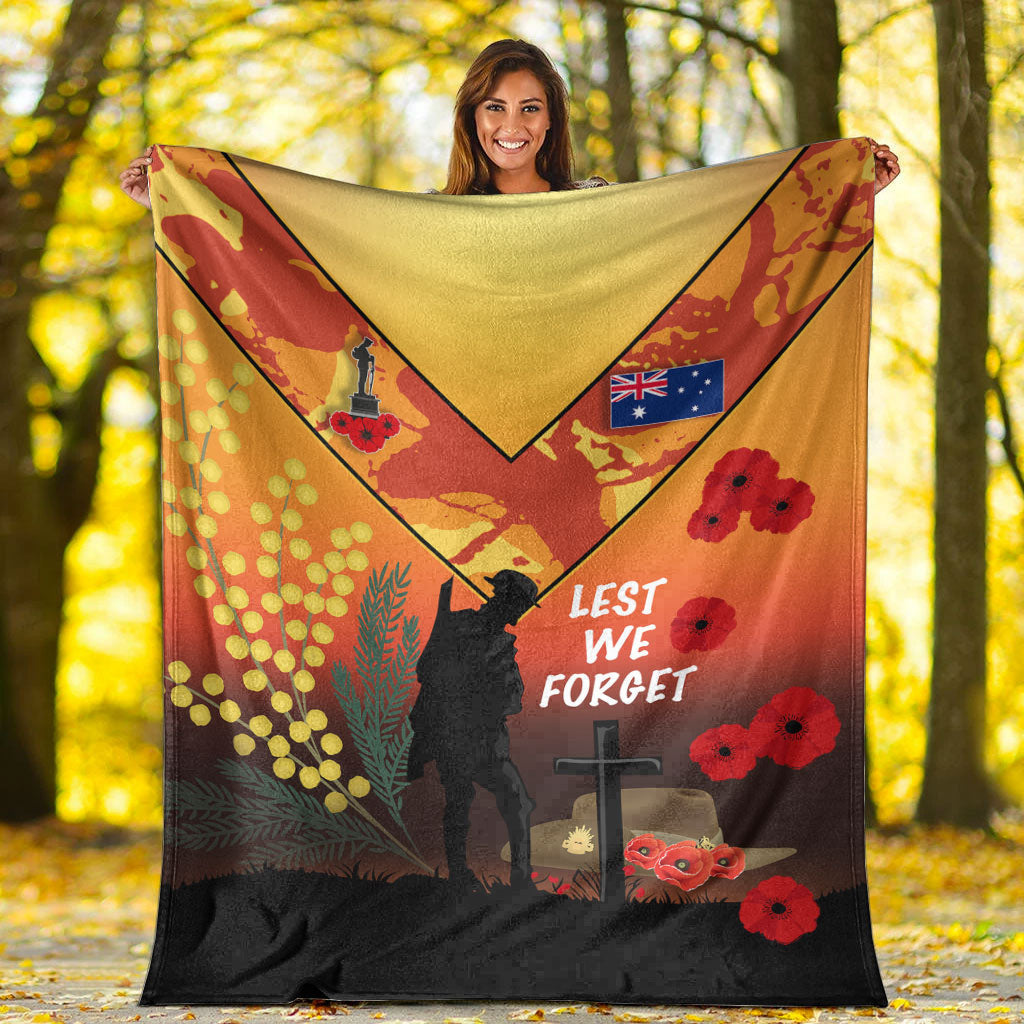 vibehoodie-blanket-custom-australia-anzac-lest-we-forget-2022-orange-premium-blanket