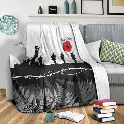 vibehoodie-blanket-new-zealand-anzac-day-silhouette-soldier-premium-blanket