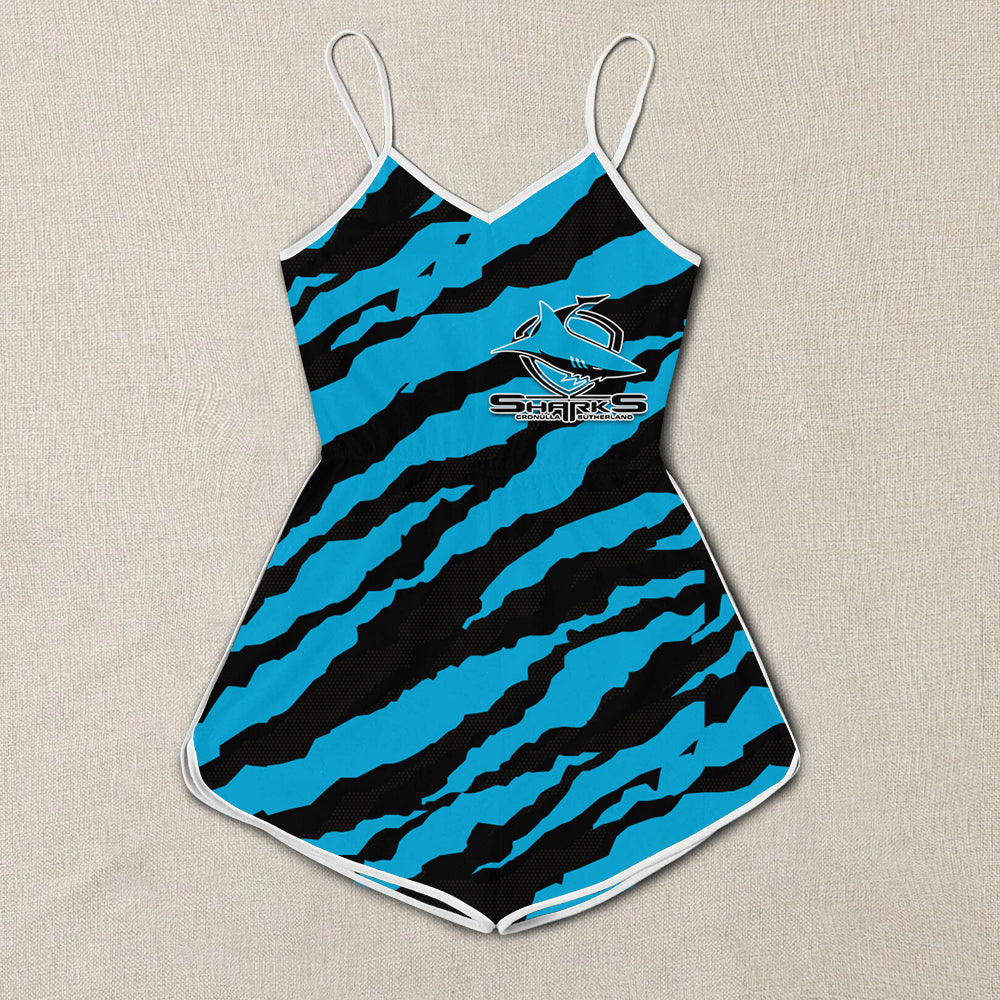 cronulla-sutherland-sharks-women-rompers-custom-text-nrl