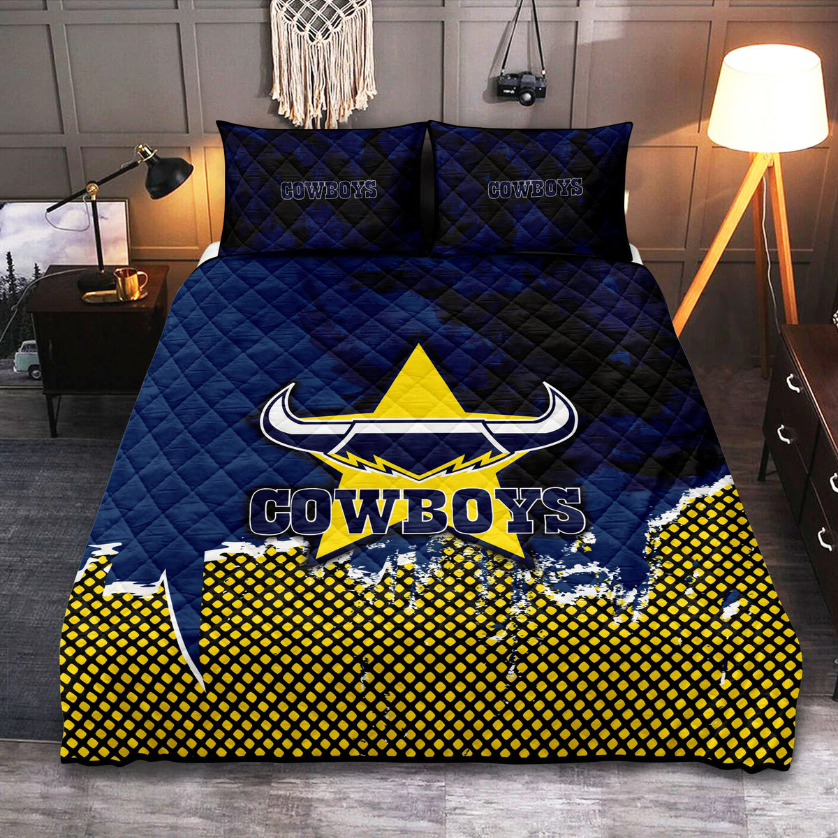 north-queensland-cowboys-quilt-bed-set-net-pattern-grunge-style-nrl