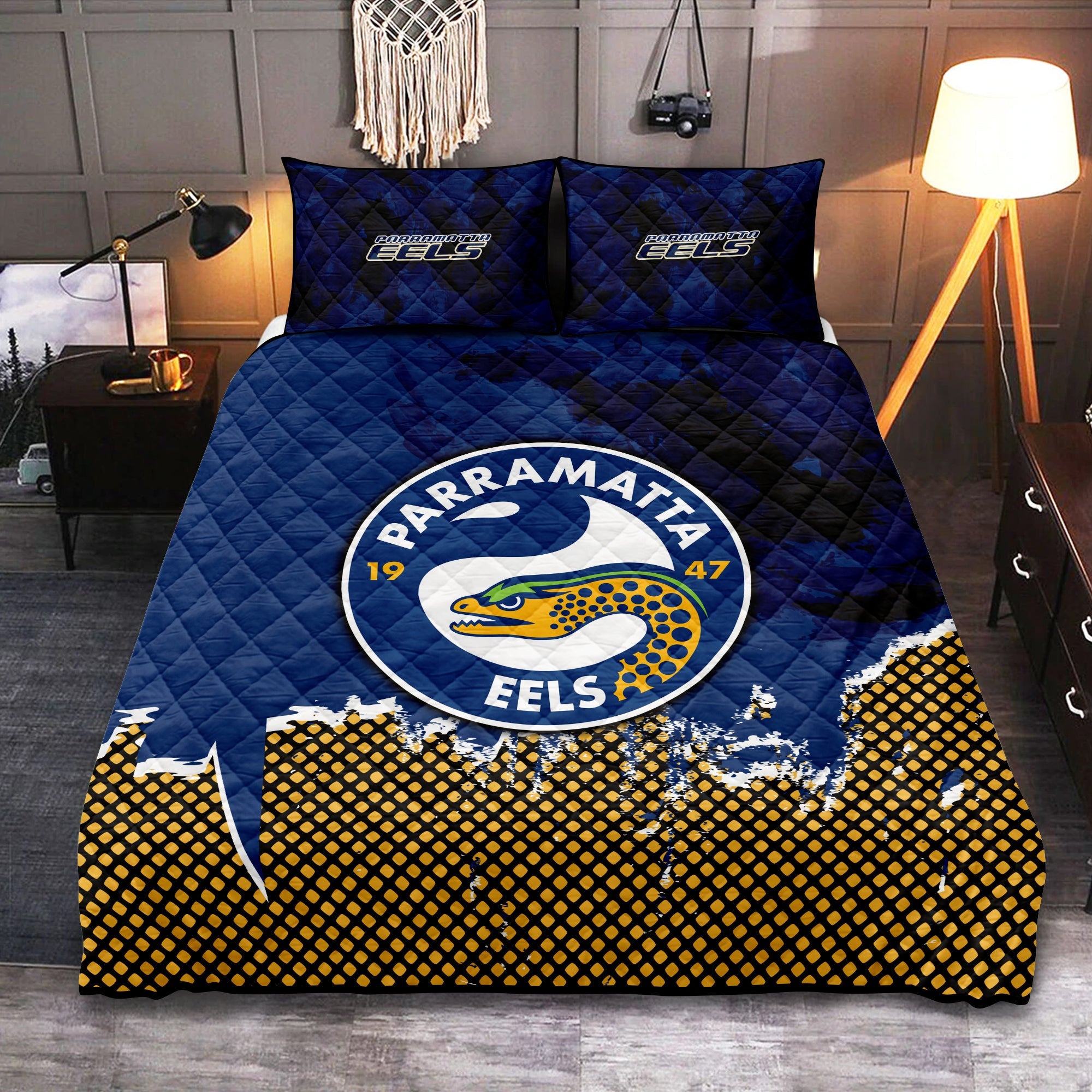 parramatta-eels-quilt-bed-set-net-pattern-grunge-style-nrl