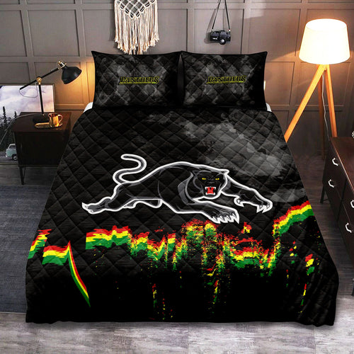 penrith-panthers-quilt-bed-set-net-pattern-grunge-style-nrl