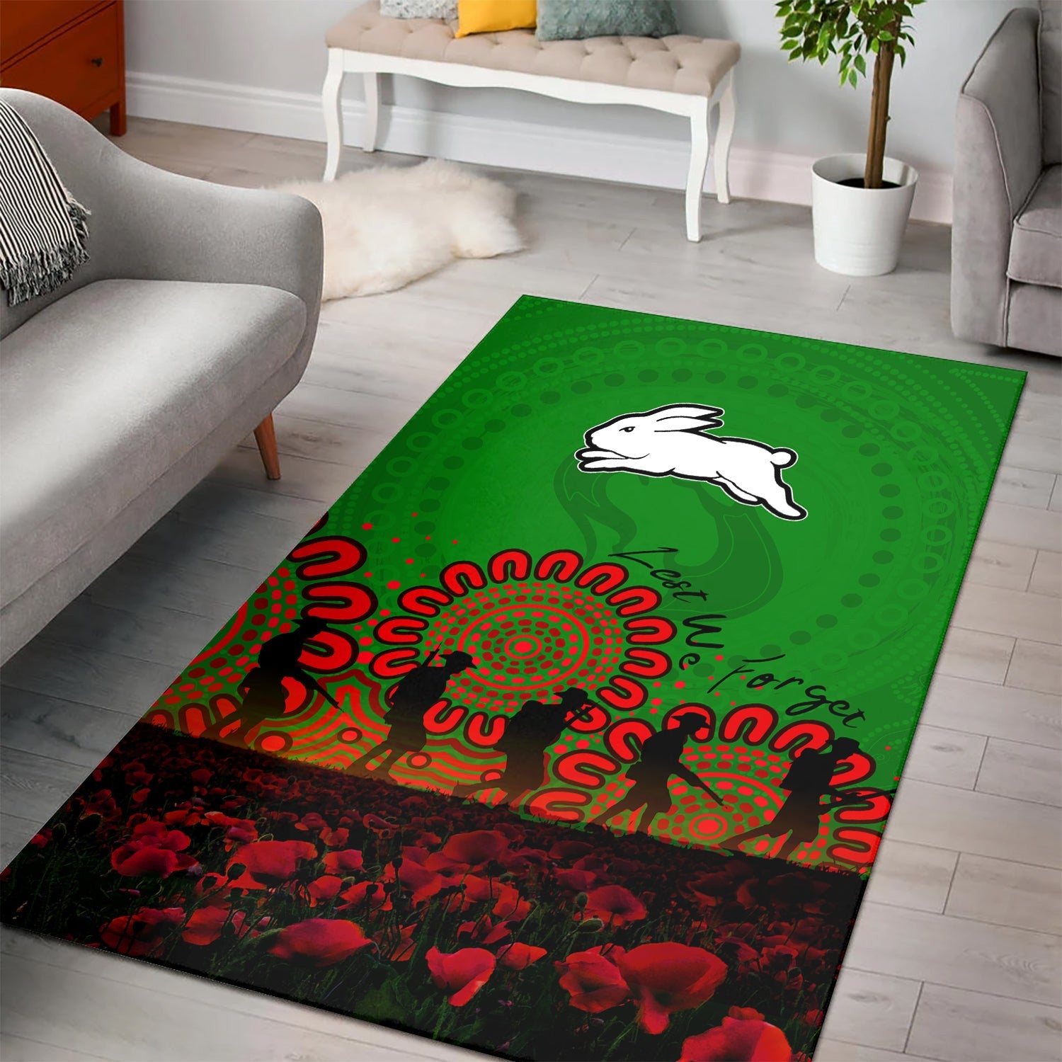 south-sydney-rabbitohs-area-rug-aboriginal-rugby-anzac-day-poppy-with-soldiers-nrl