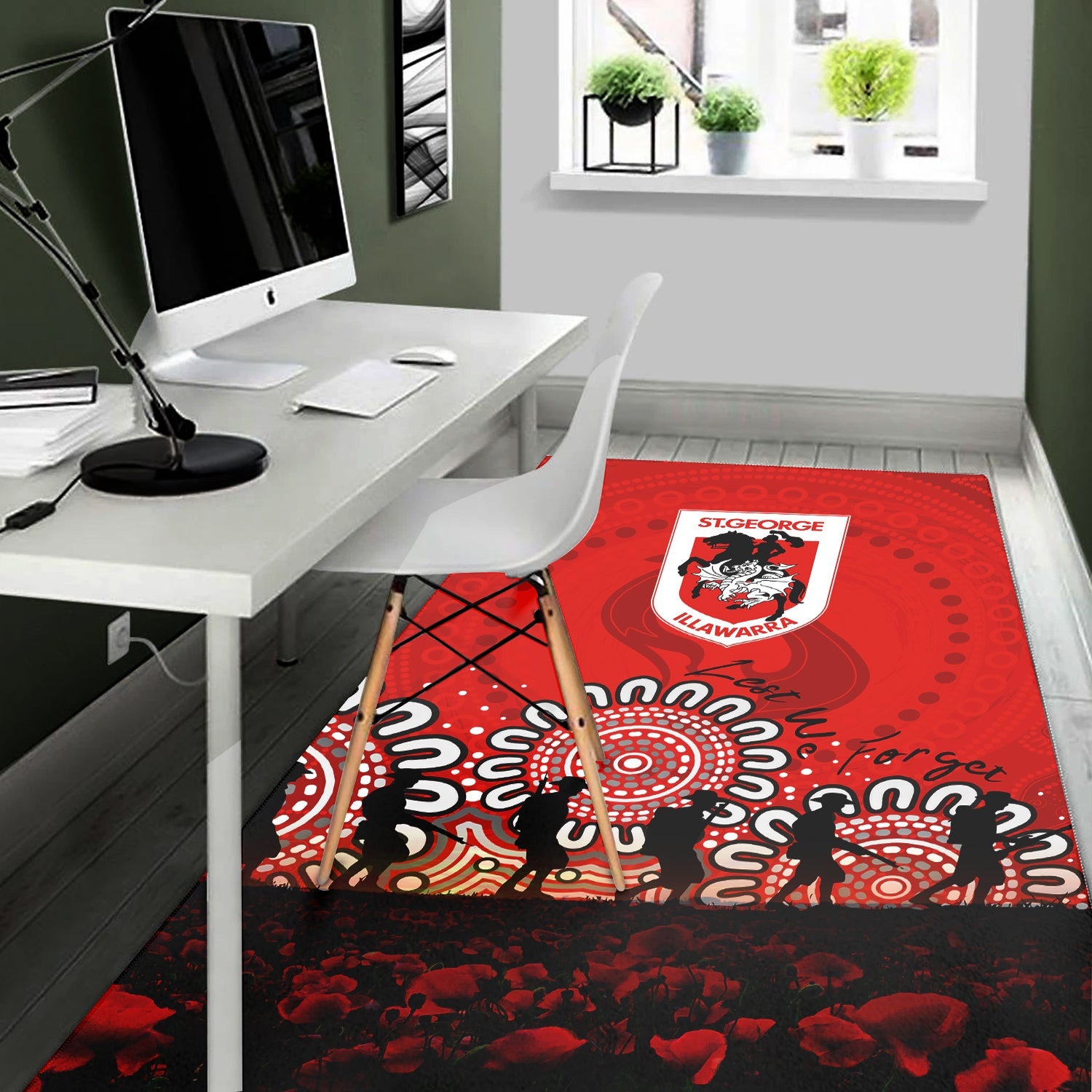 st-george-illawarra-dragons-area-rug-aboriginal-rugby-anzac-day-poppy-with-soldiers-nrl