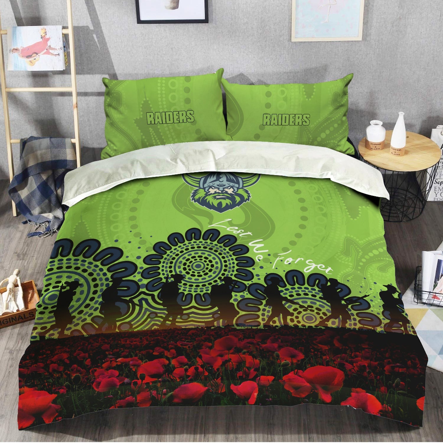 canberra-raiders-bedding-set-aboriginal-rugby-anzac-day-poppy-with-soldiers-nrl
