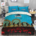 gold-coast-titans-bedding-set-aboriginal-rugby-anzac-day-poppy-with-soldiers-nrl