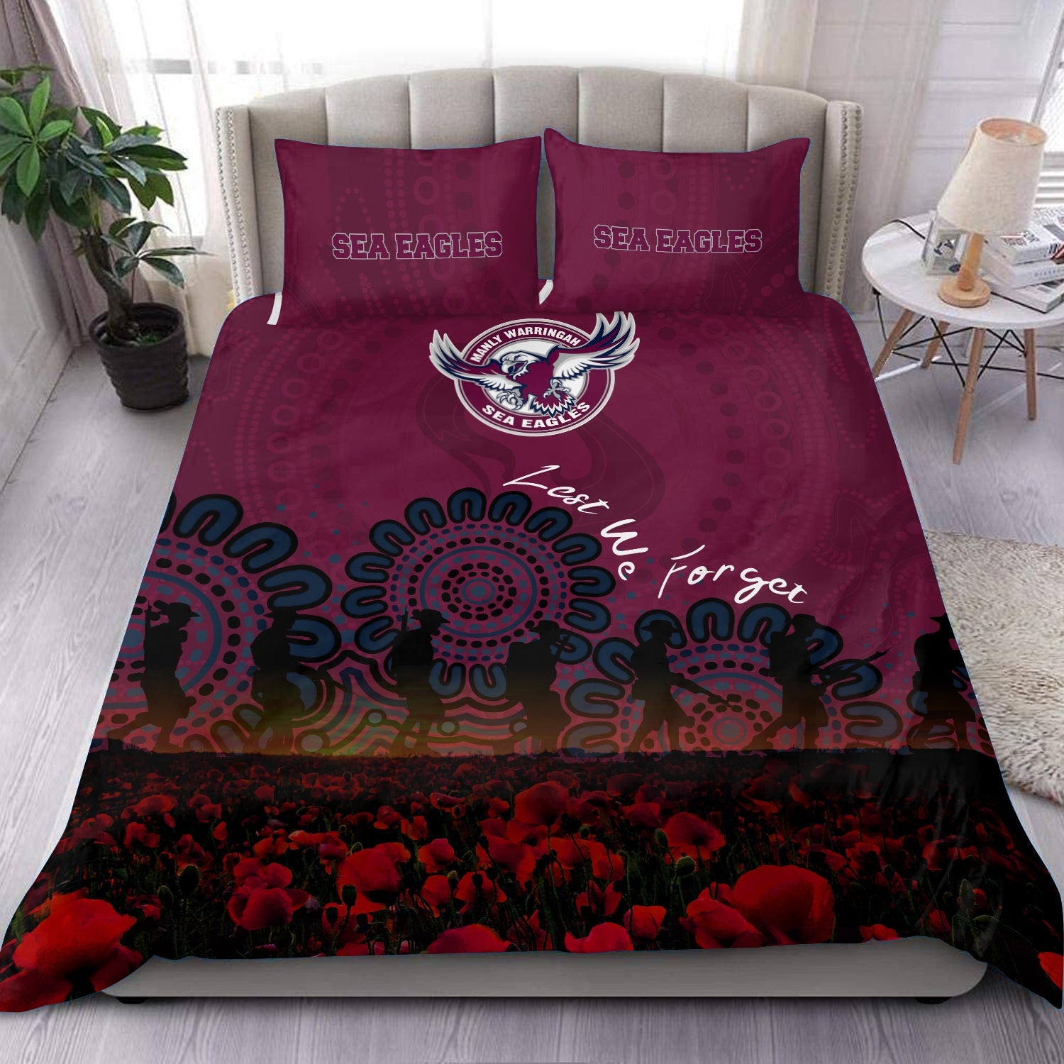 manly-warringah-sea-eagles-bedding-set-aboriginal-rugby-anzac-day-poppy-with-soldiers-nrl