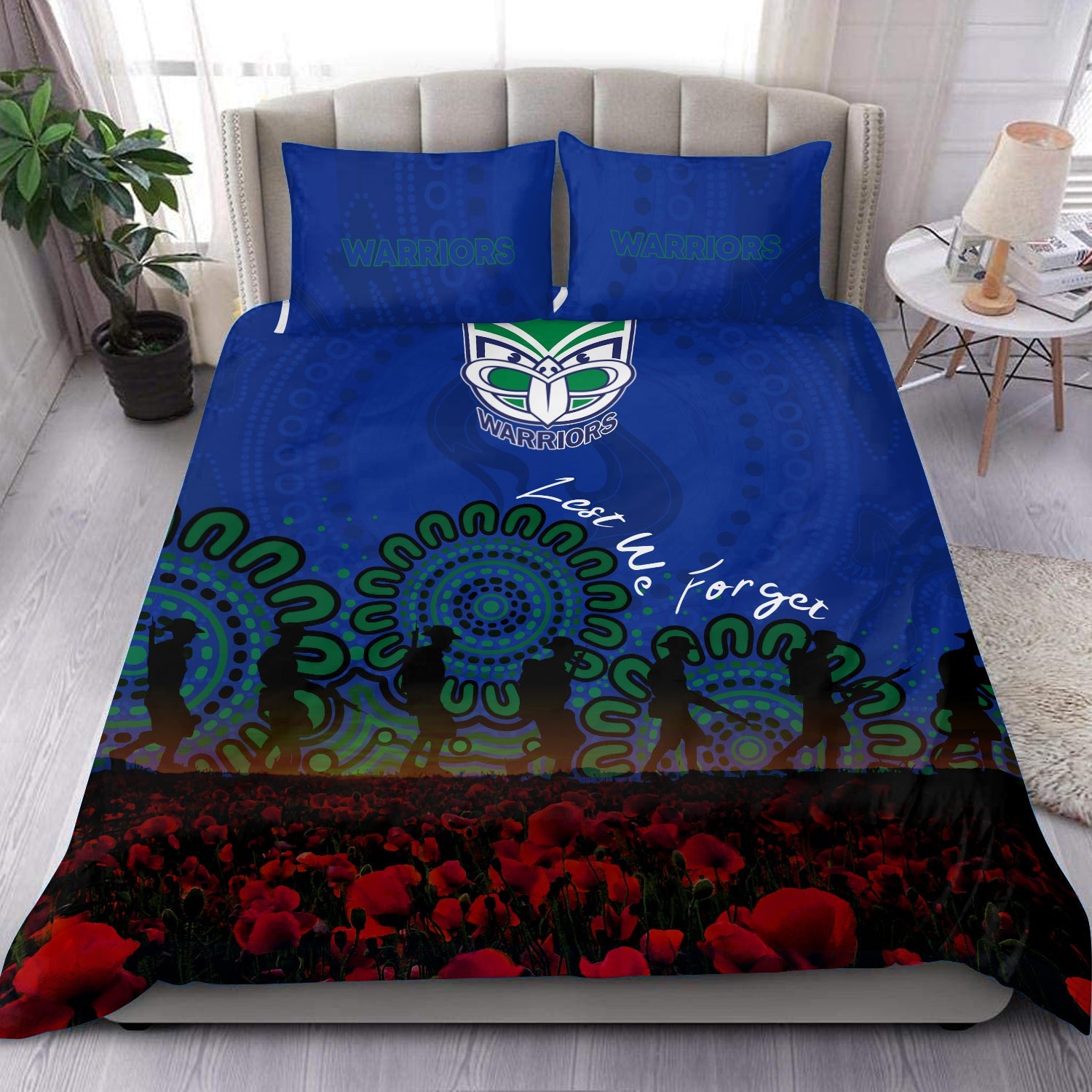 new-zealand-warriors-bedding-set-aboriginal-rugby-anzac-day-poppy-with-soldiers-nrl