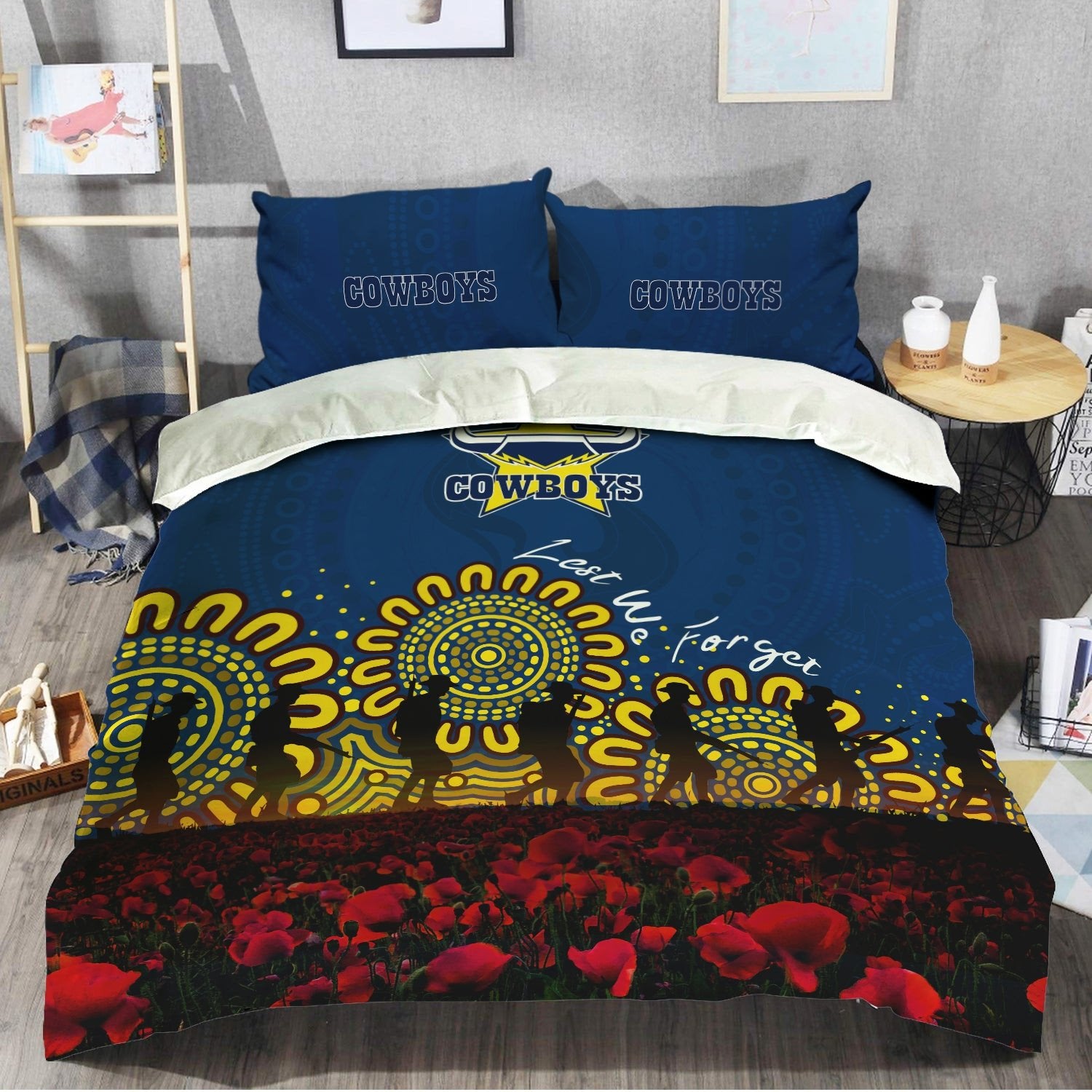 north-queensland-cowboys-bedding-set-aboriginal-rugby-anzac-day-poppy-with-soldiers-nrl
