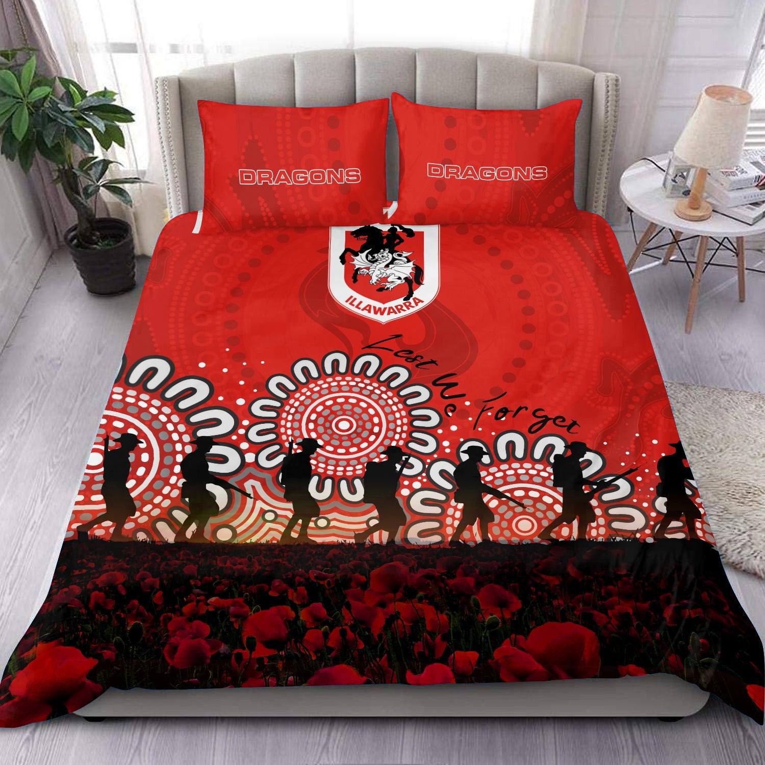 st-george-illawarra-dragons-bedding-set-aboriginal-rugby-anzac-day-poppy-with-soldiers-nrl