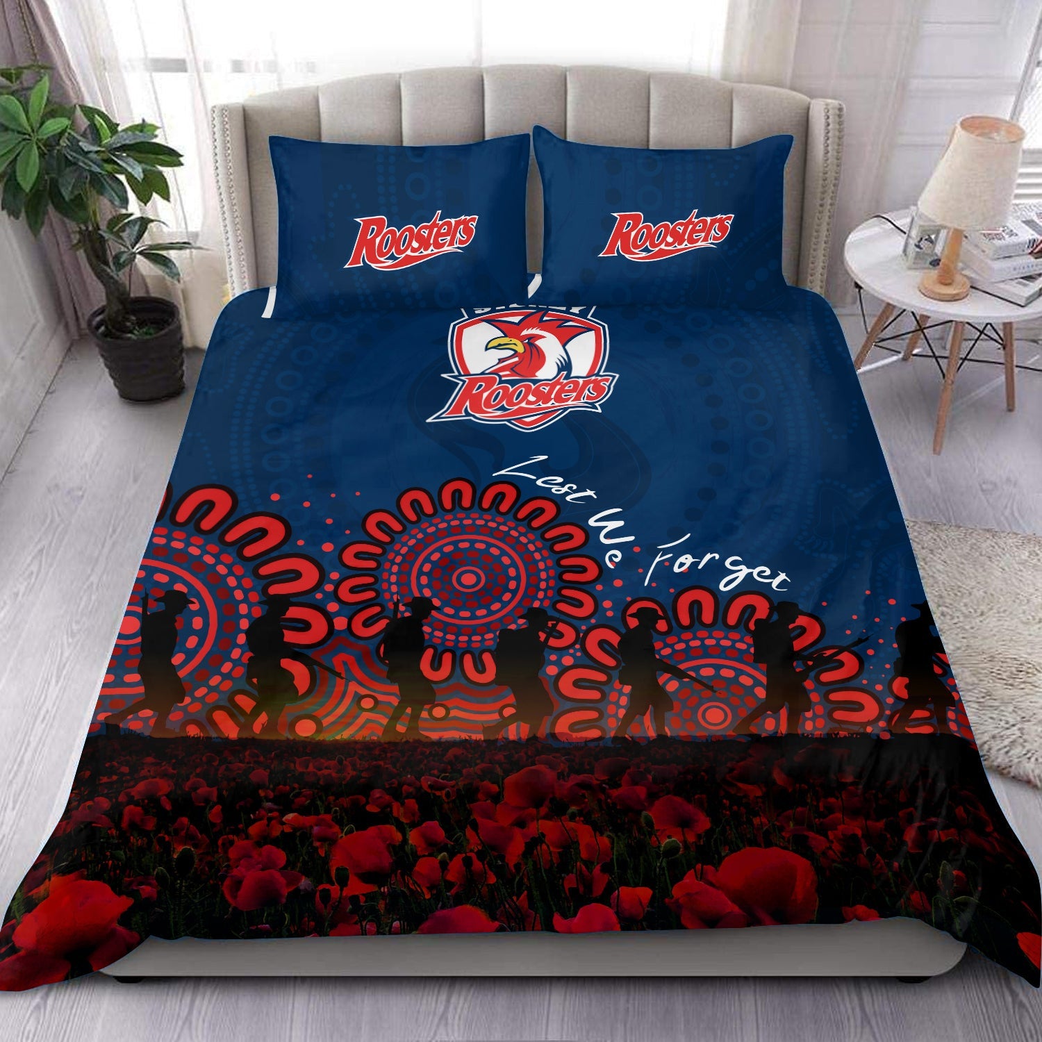 sydney-roosters-bedding-set-aboriginal-rugby-anzac-day-poppy-with-soldiers-nrl