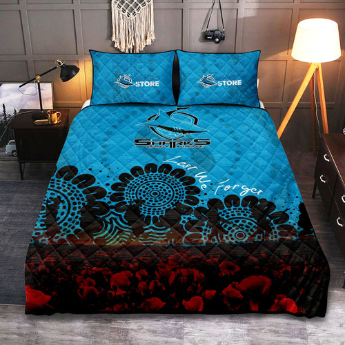 cronulla-sutherland-sharks-quilt-bed-set-aboriginal-rugby-anzac-day-poppy-with-soldiers-nrl