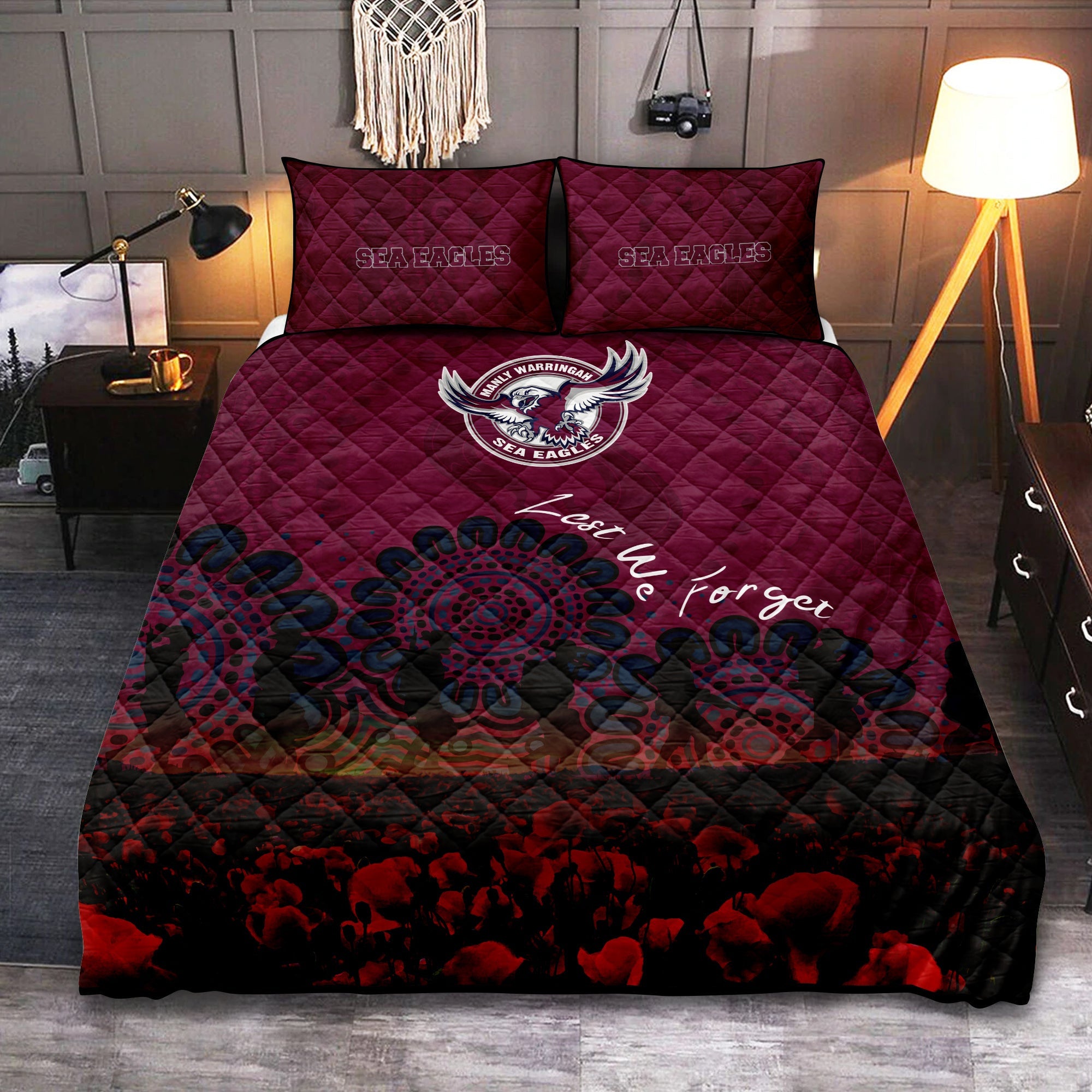 manly-warringah-sea-eagles-quilt-bed-set-aboriginal-rugby-anzac-day-poppy-with-soldiers-nrl