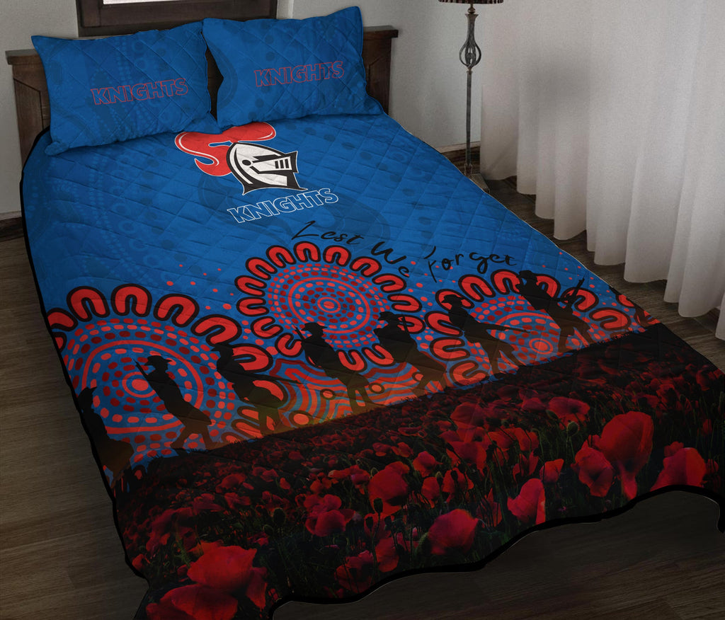 newcastle-knights-quilt-bed-set-aboriginal-rugby-anzac-day-poppy-with-soldiers-nrl