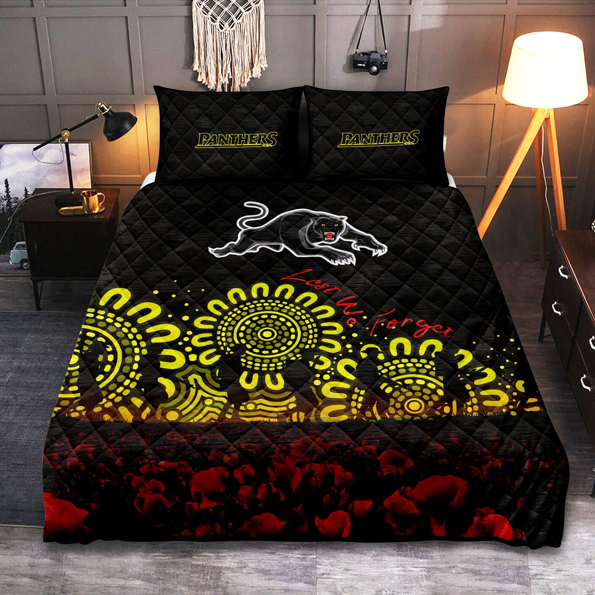 penrith-panthers-quilt-bed-set-aboriginal-rugby-anzac-day-poppy-with-soldiers-nrl