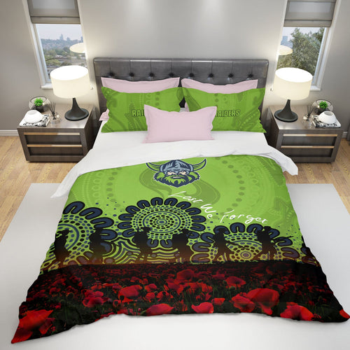 canberra-raiders-bedding-set-aboriginal-rugby-anzac-day-poppy-with-soldiers-nrl