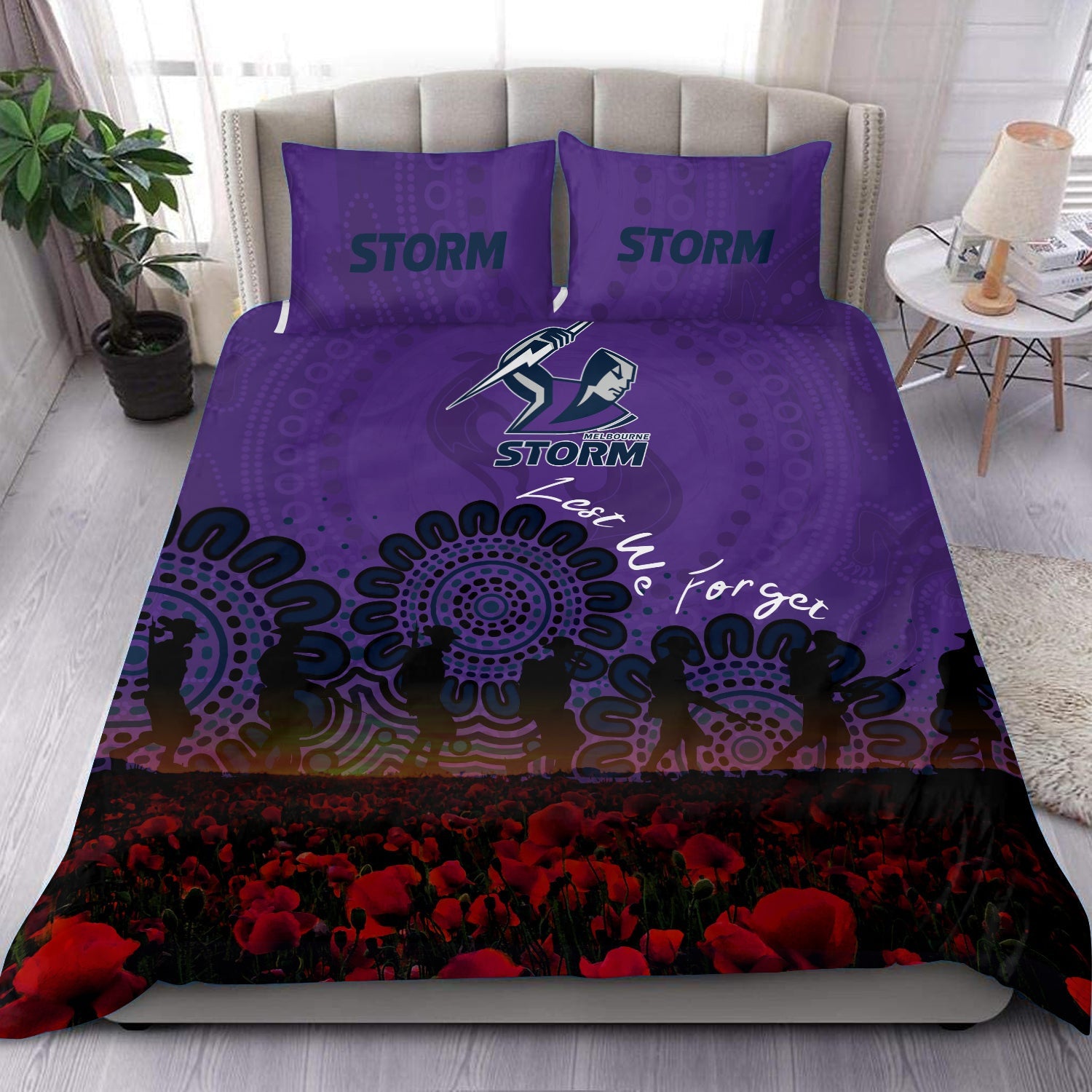 melbourne-storm-bedding-set-aboriginal-rugby-anzac-day-poppy-with-soldiers-nrl