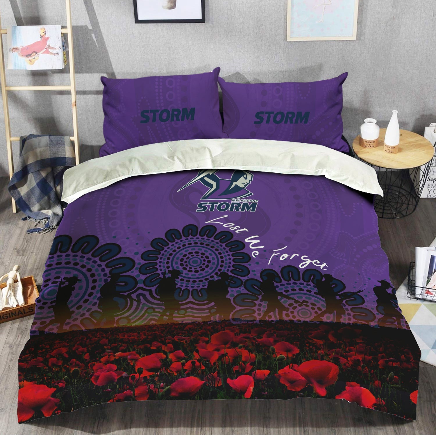 melbourne-storm-bedding-set-aboriginal-rugby-anzac-day-poppy-with-soldiers-nrl