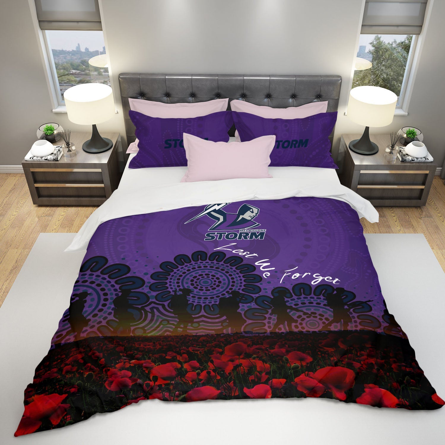 melbourne-storm-bedding-set-aboriginal-rugby-anzac-day-poppy-with-soldiers-nrl
