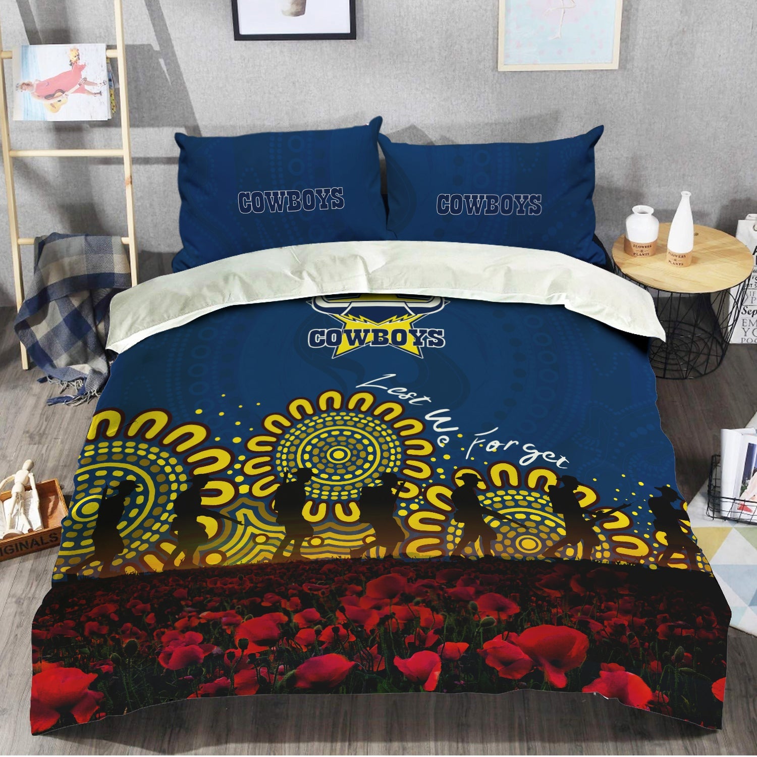 north-queensland-cowboys-bedding-set-aboriginal-rugby-anzac-day-poppy-with-soldiers-nrl