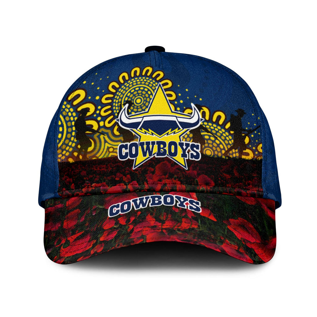 north-queensland-cowboys-cap-aboriginal-rugby-anzac-day-poppy-with-soldiers-nrl