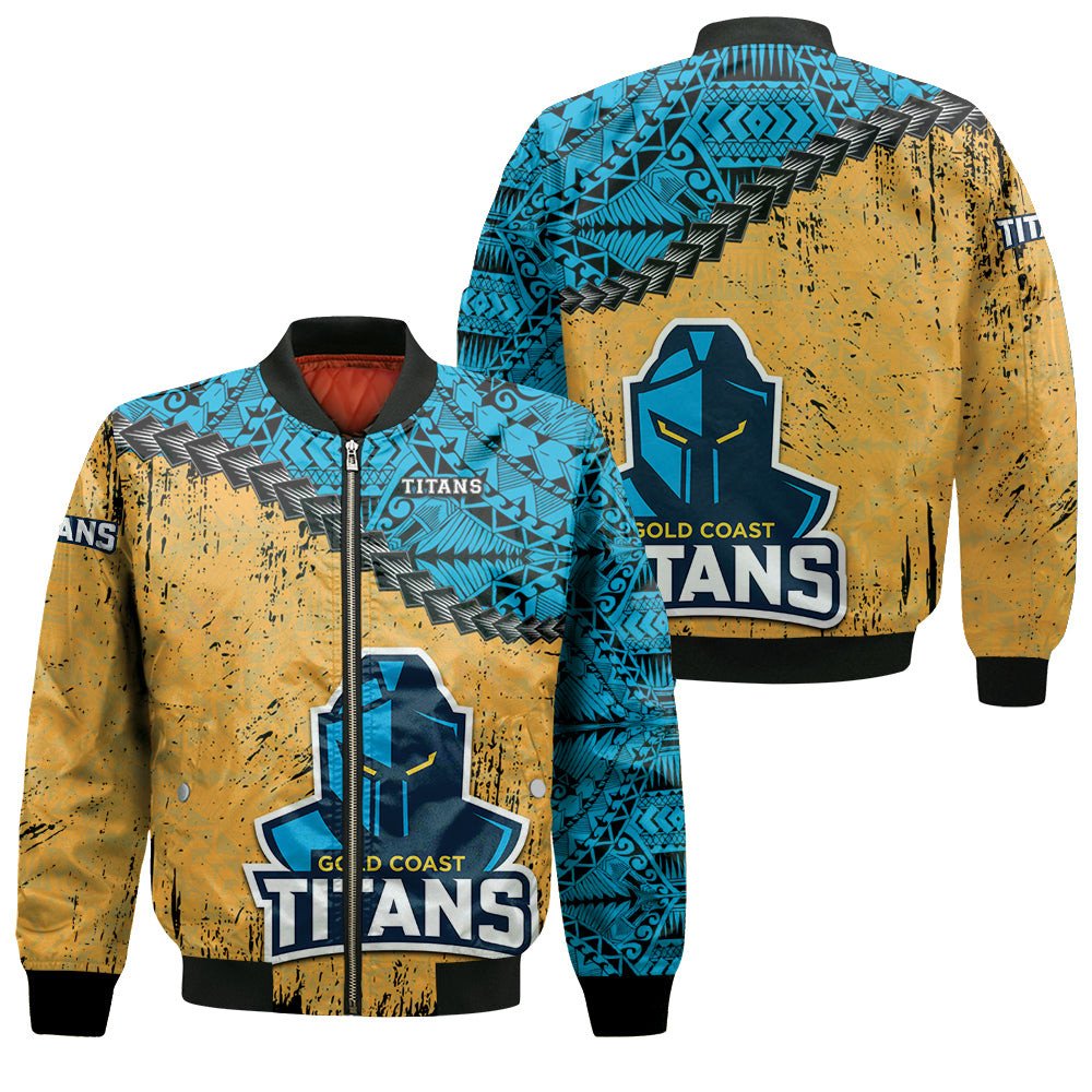 gold-coast-titans-bomber-jacket-grunge-polynesian-tattoo-nrl