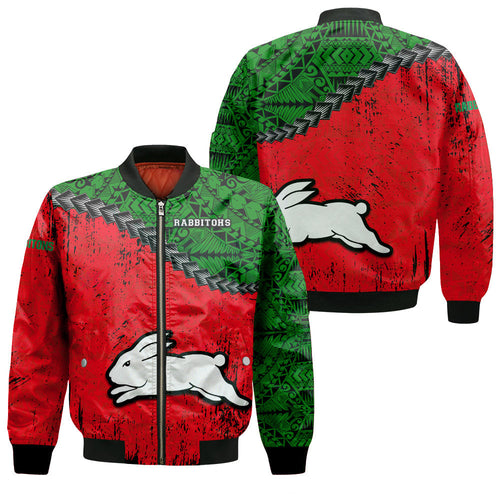 south-sydney-rabbitohs-bomber-jacket-grunge-polynesian-tattoo-nrl