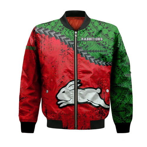 south-sydney-rabbitohs-bomber-jacket-grunge-polynesian-tattoo-nrl