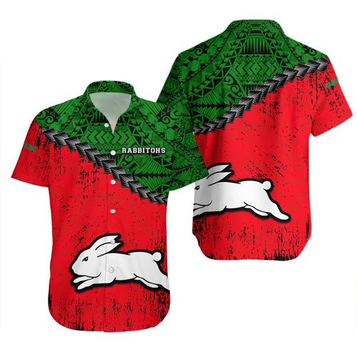 south-sydney-rabbitohs-hawaii-shirt-grunge-polynesian-tattoo-nrl