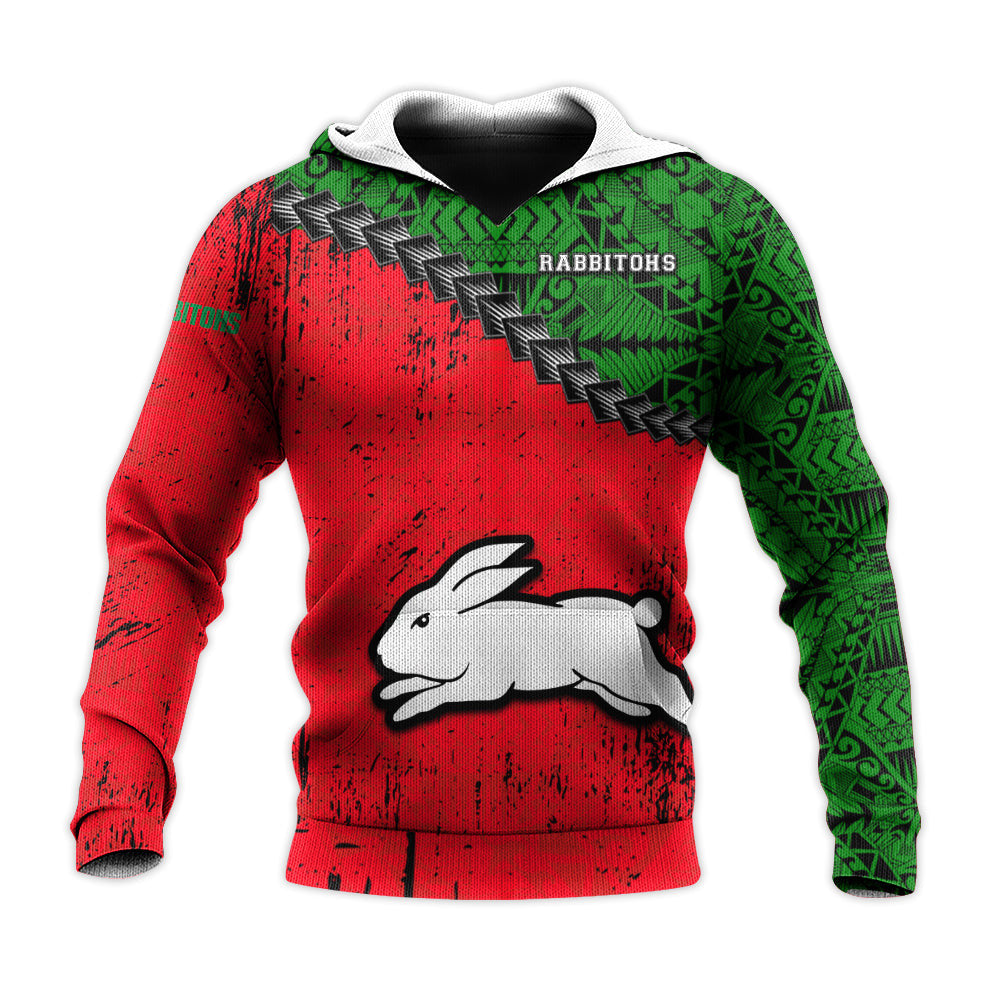 south-sydney-rabbitohs-hoodie-grunge-polynesian-tattoo-nrl