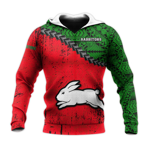 south-sydney-rabbitohs-hoodie-grunge-polynesian-tattoo-nrl