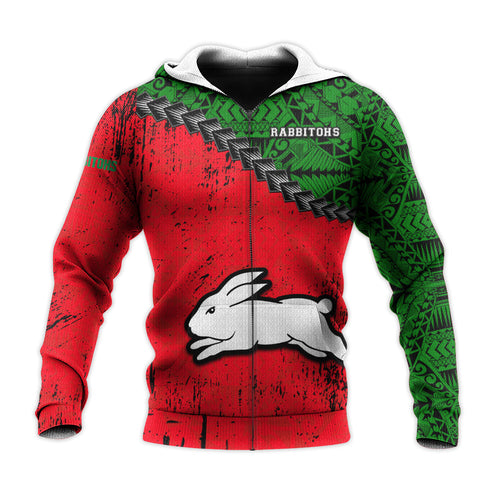 south-sydney-rabbitohs-hoodie-grunge-polynesian-tattoo-nrl