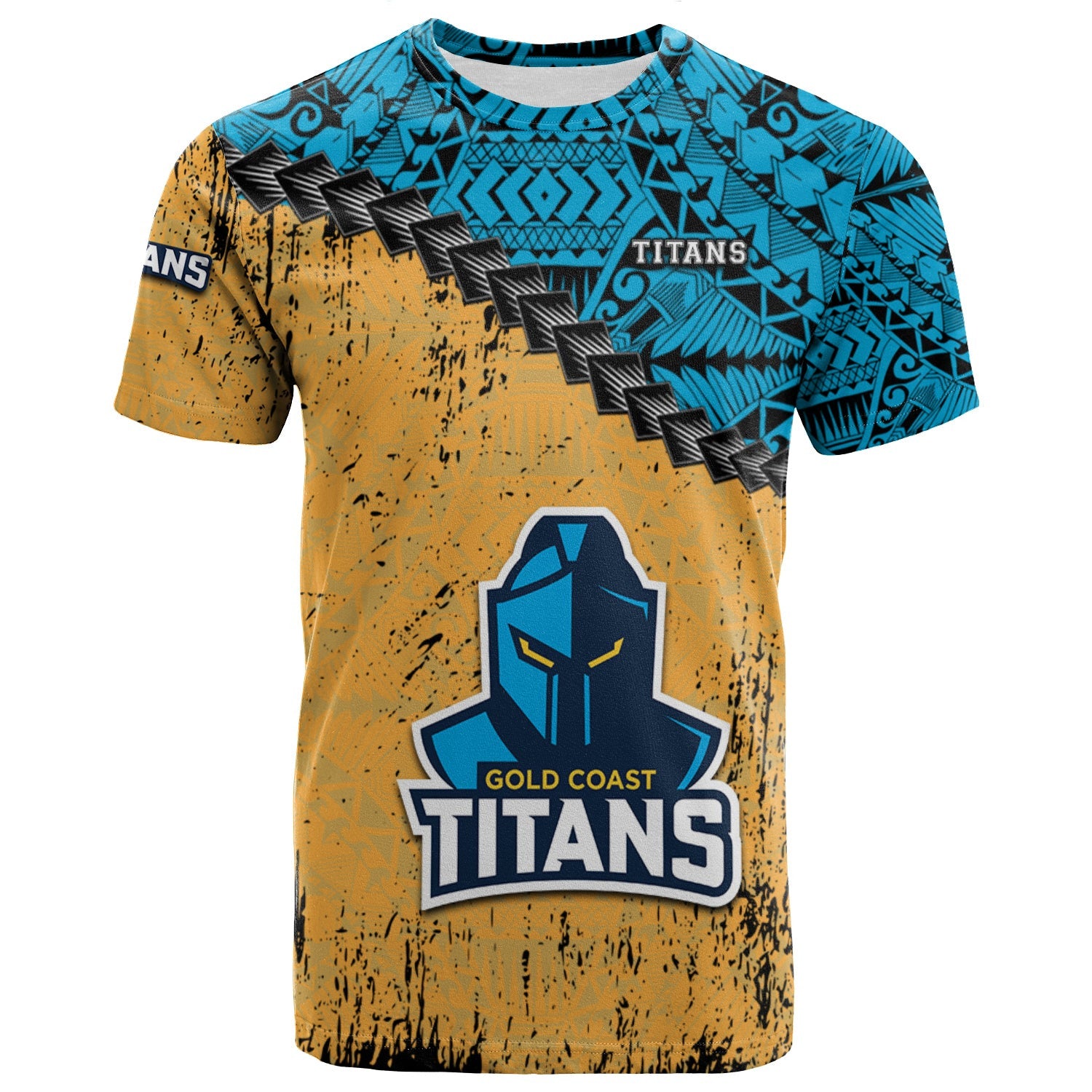 gold-coast-titans-t-shirt-grunge-polynesian-tattoo-nrl