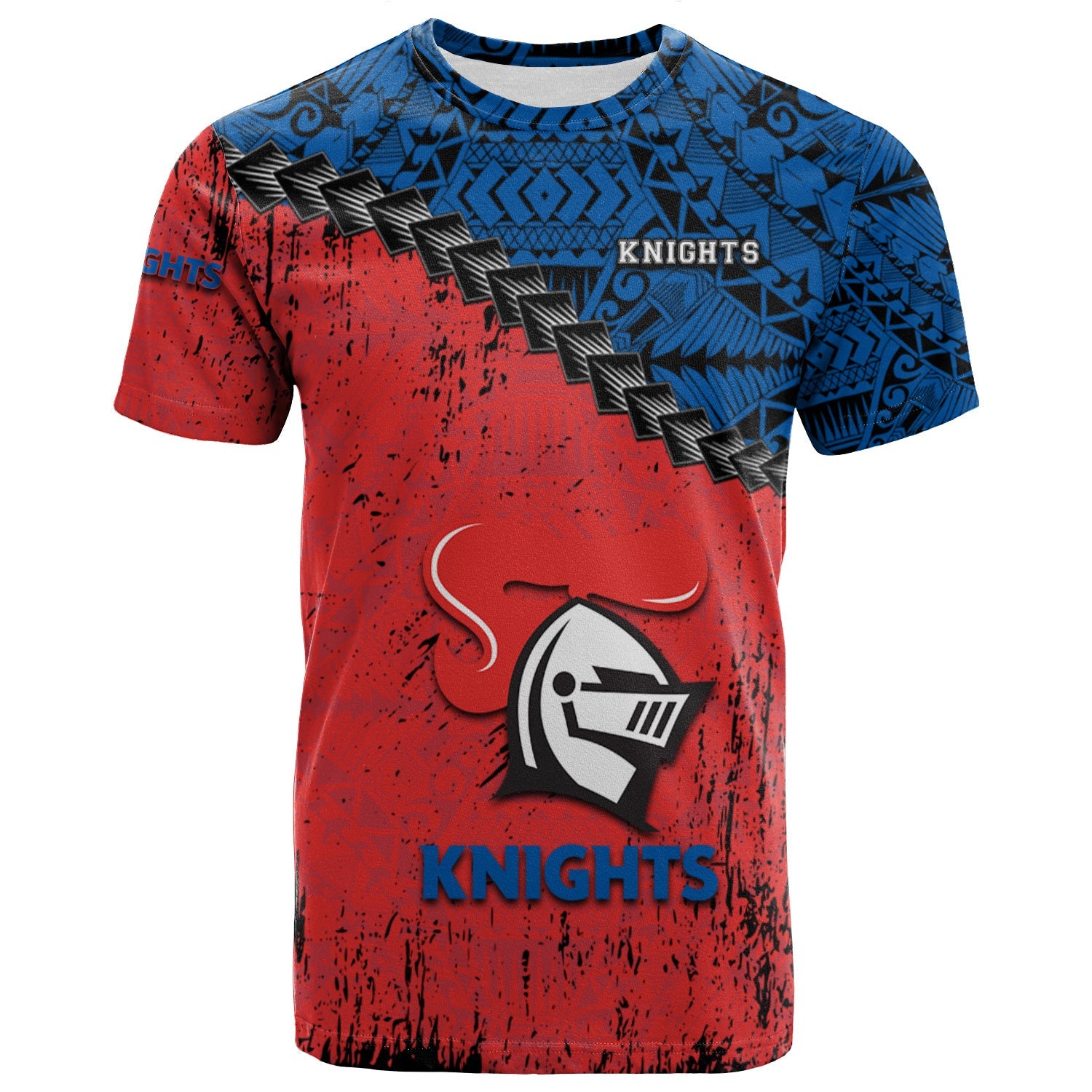 newcastle-knights-t-shirt-grunge-polynesian-tattoo-nrl