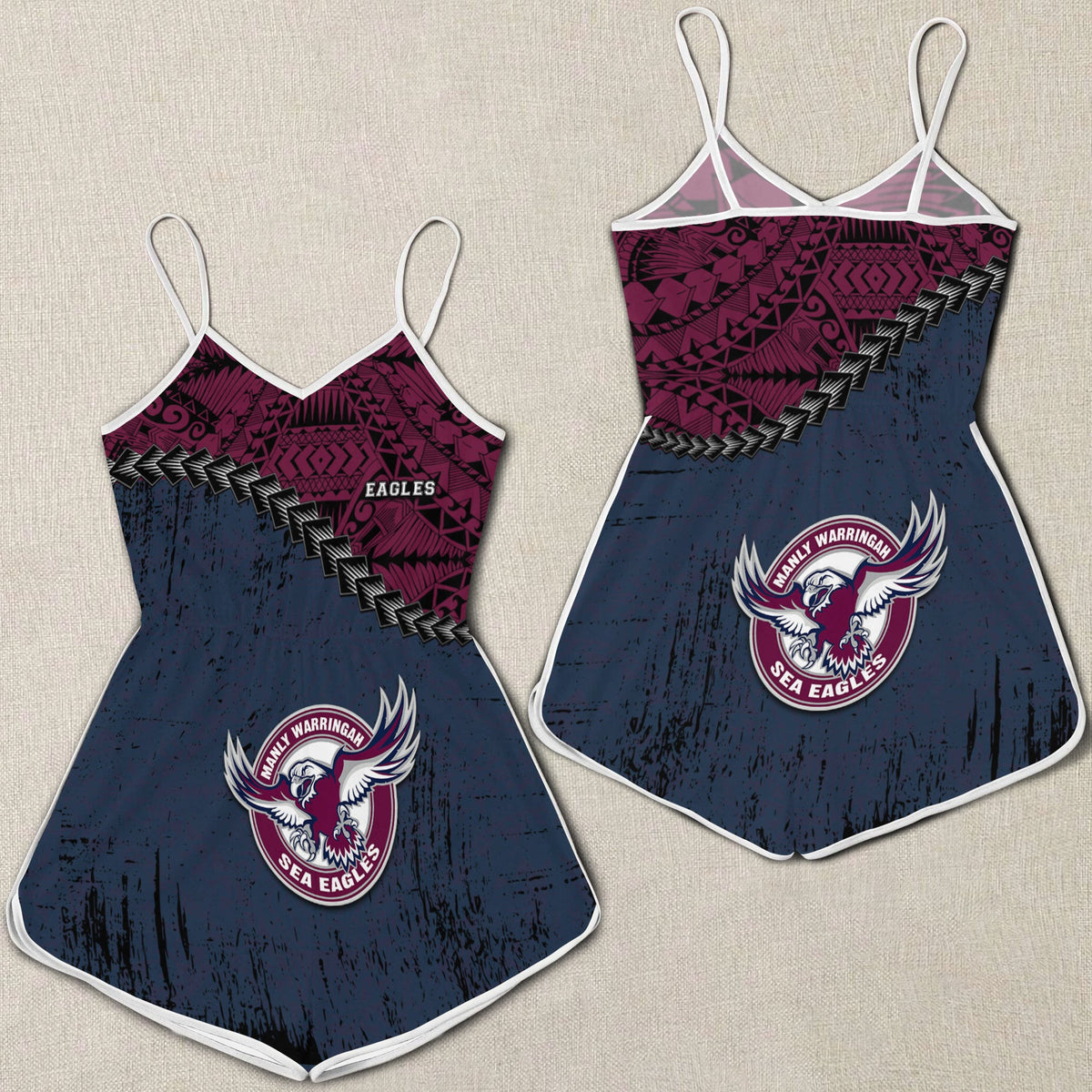 manly-warringah-sea-eagles-womens-romper-grunge-polynesian-tattoo-nrl