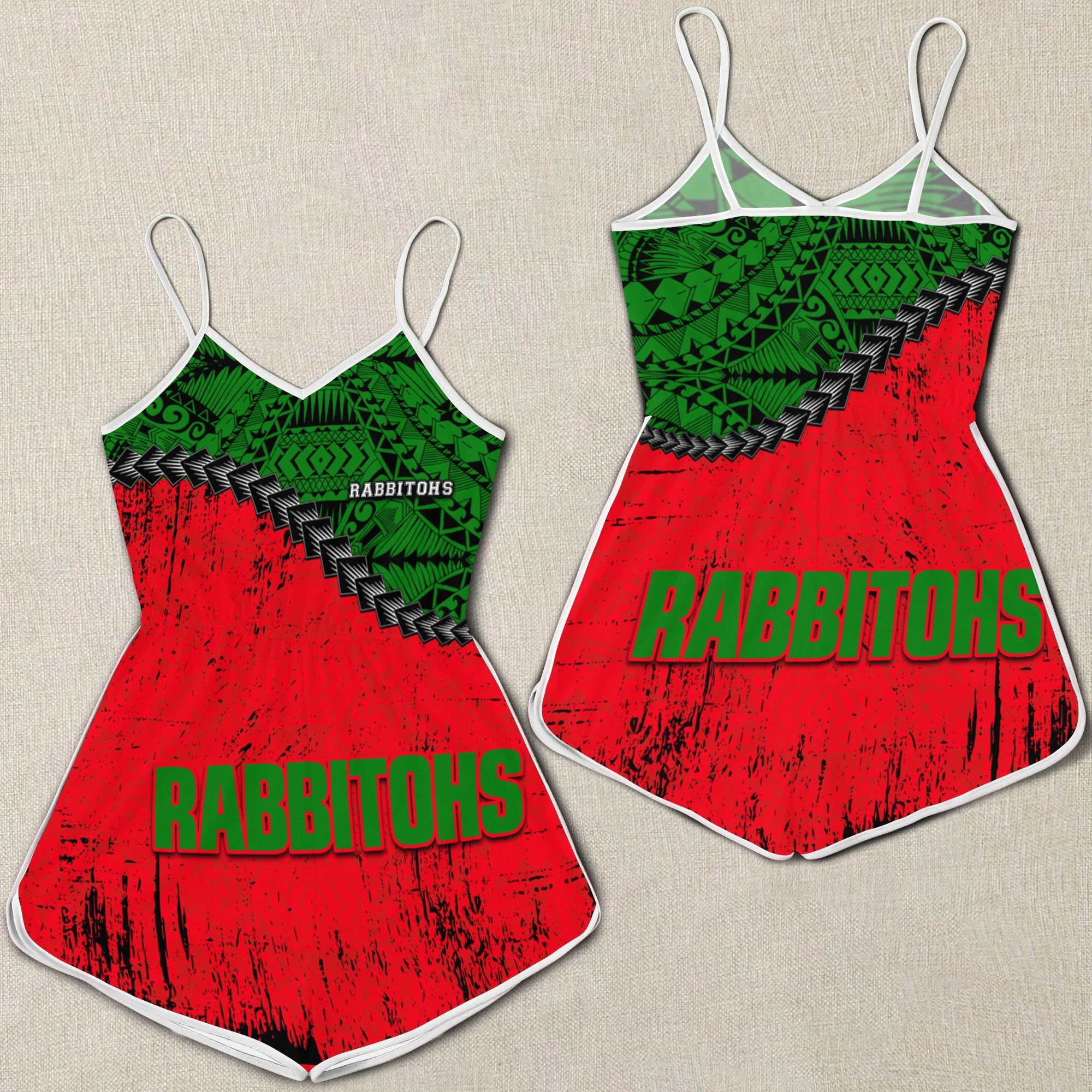 south-sydney-rabbitohs-womens-romper-grunge-polynesian-tattoo-nrl