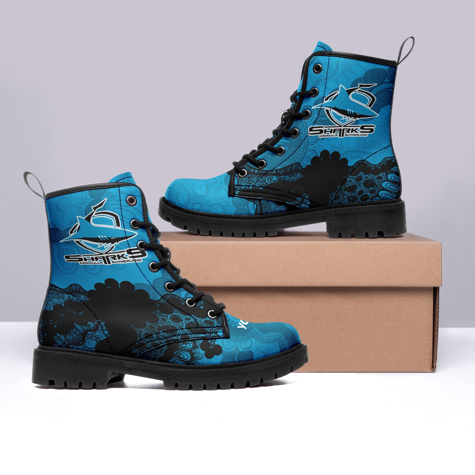 cronulla-sutherland-sharks-aboriginal-leather-boots-indigenous-style-nrl