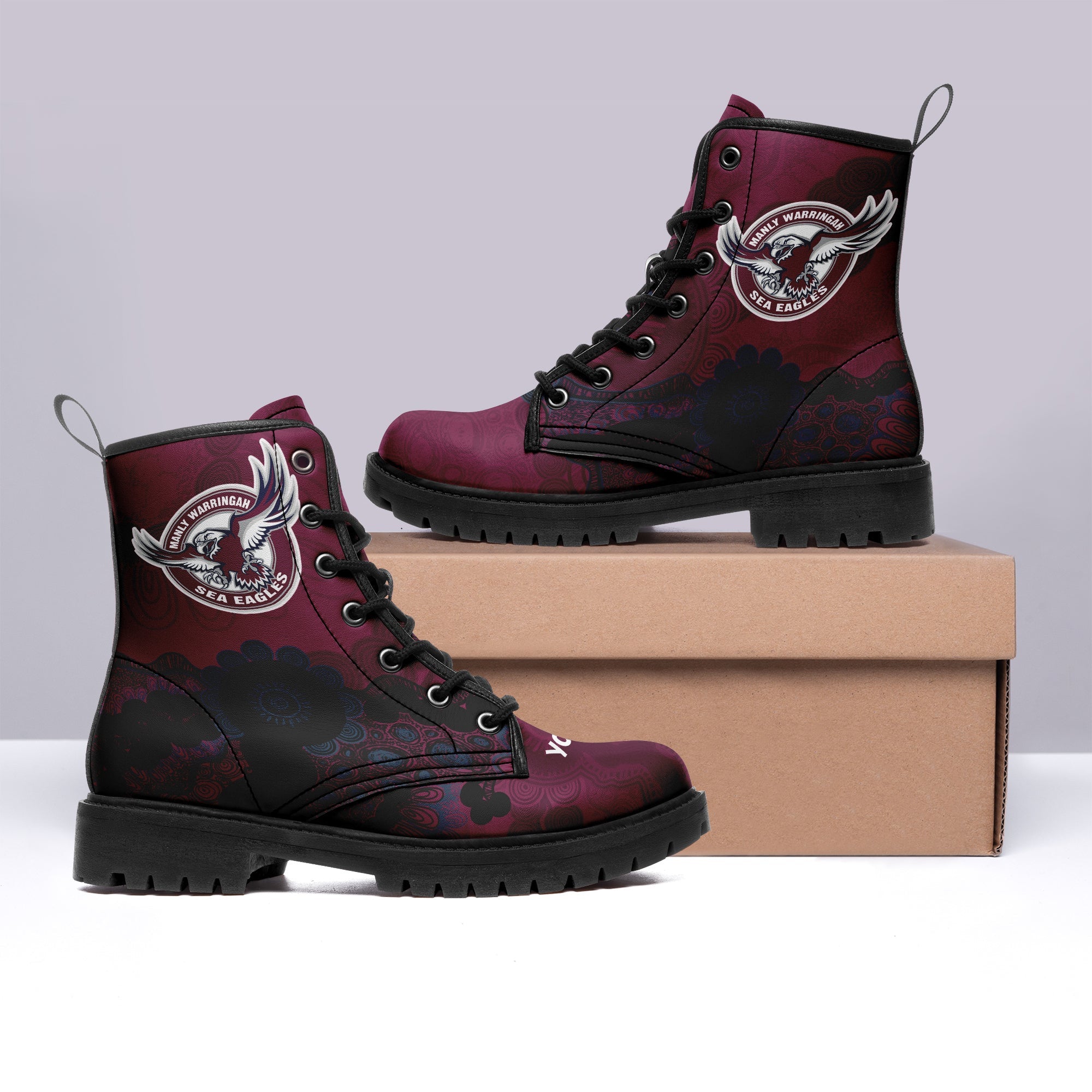 manly-warringah-sea-eagles-aboriginal-leather-boots-indigenous-style-nrl