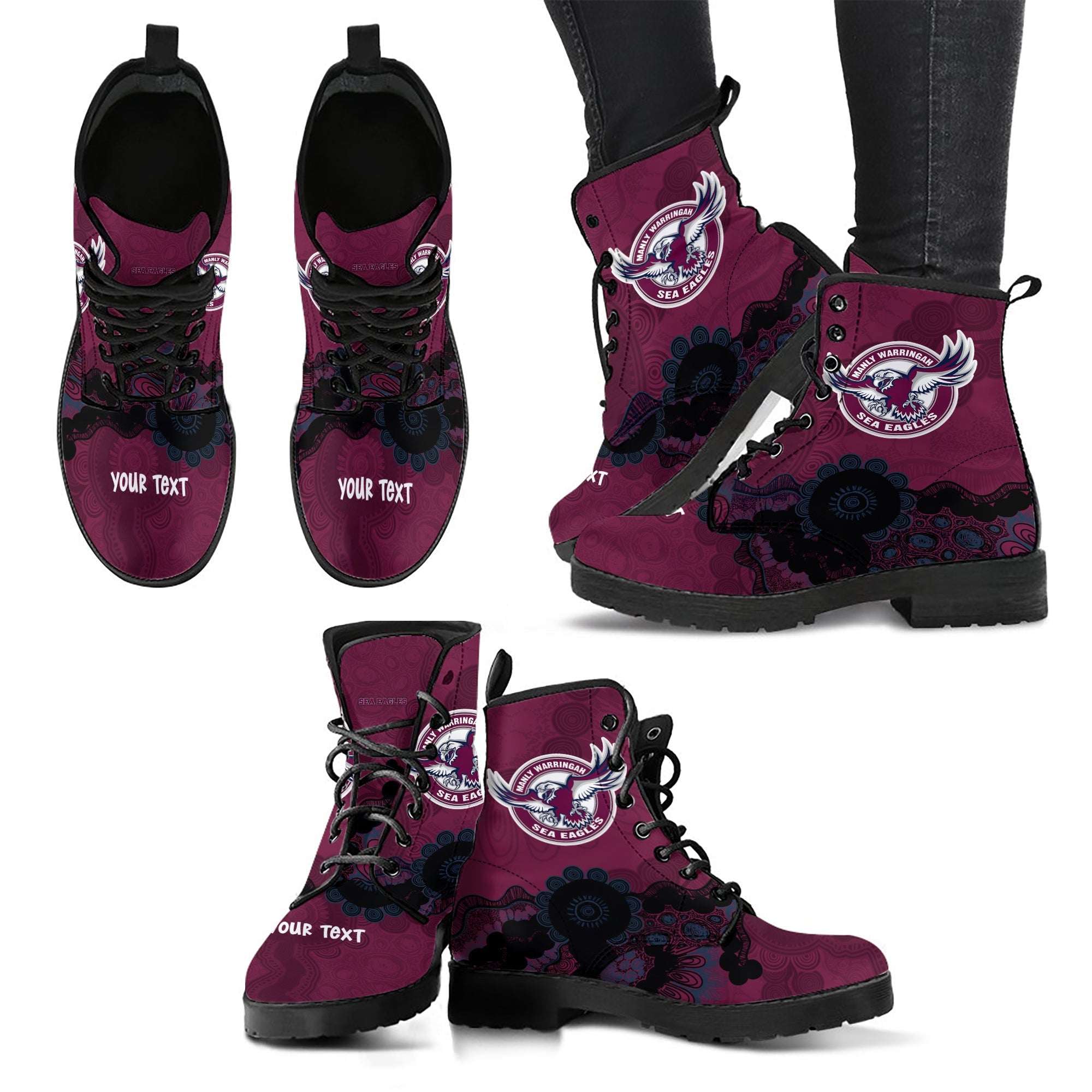 manly-warringah-sea-eagles-aboriginal-leather-boots-indigenous-style-nrl