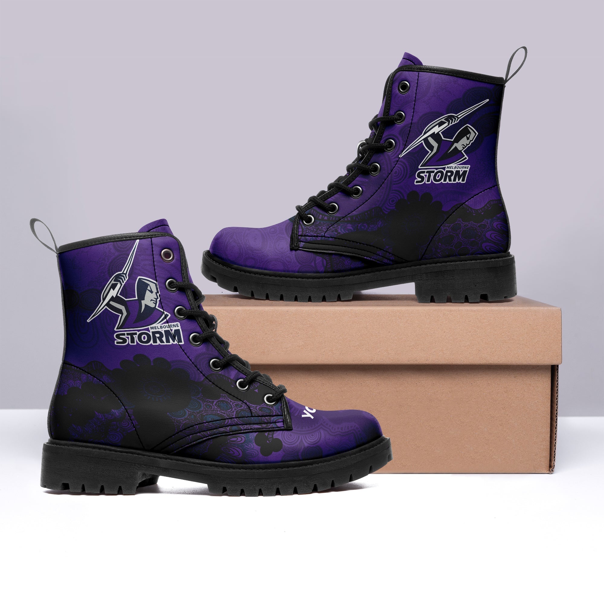 melbourne-storm-aboriginal-leather-boots-indigenous-style-nrl