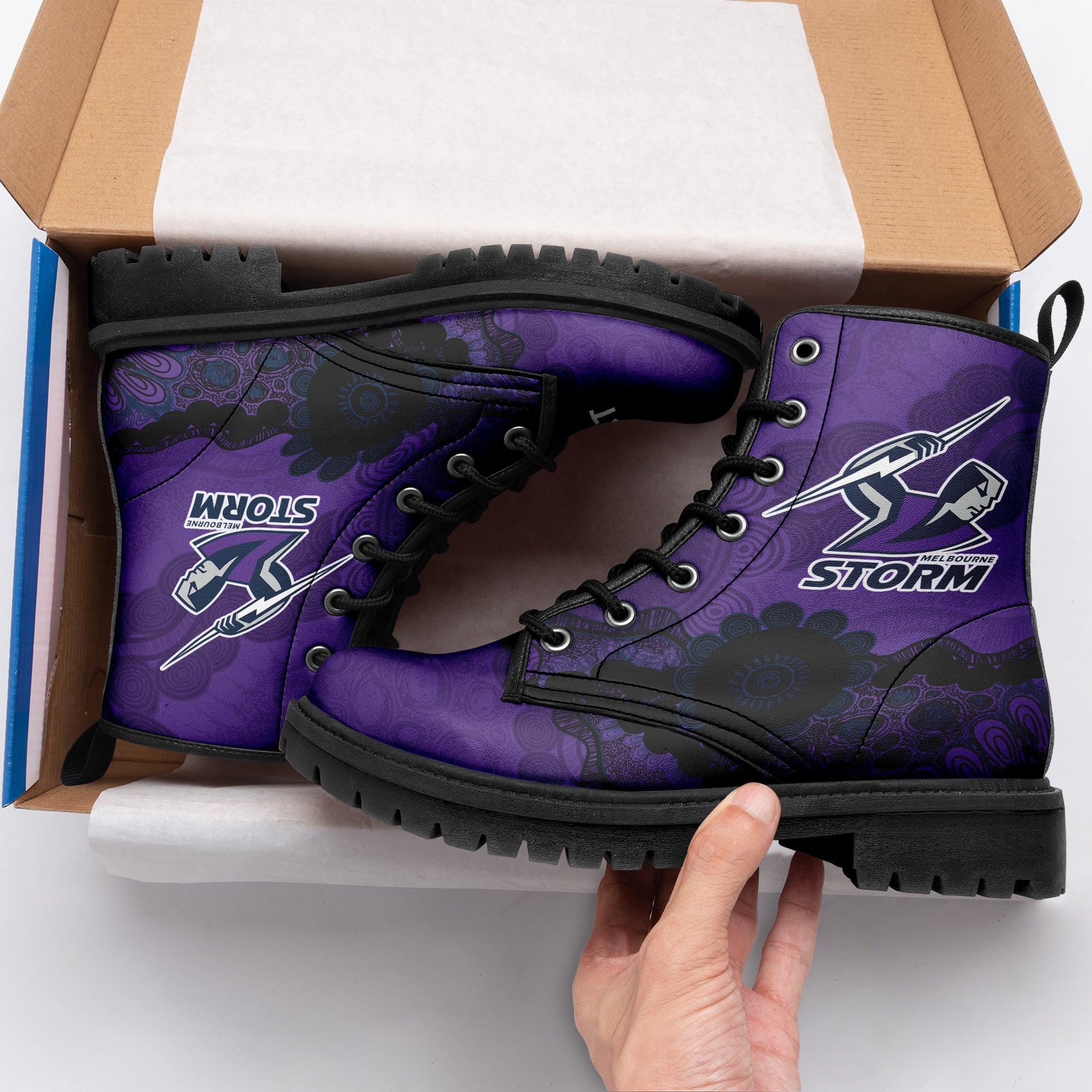 melbourne-storm-aboriginal-leather-boots-indigenous-style-nrl