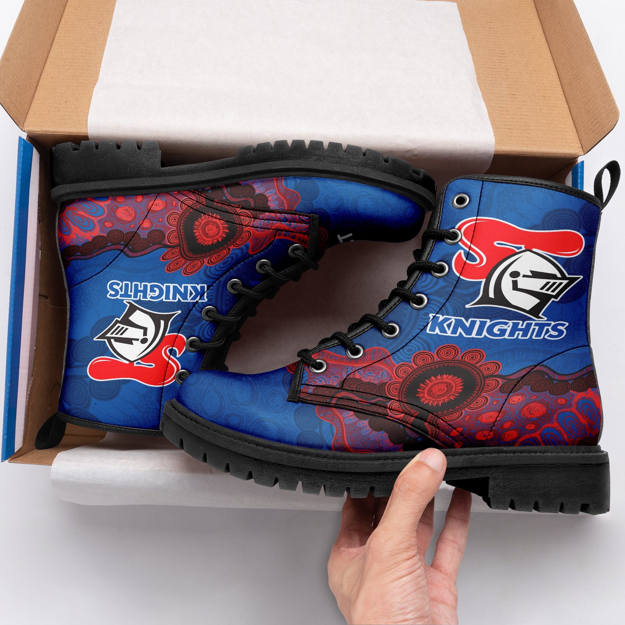newcastle-knights-aboriginal-leather-boots-indigenous-style-nrl